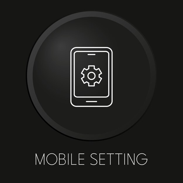 Mobiel instellen minimaal vectorlijnpictogram op 3d-knop geïsoleerd op zwarte achtergrond premium vector