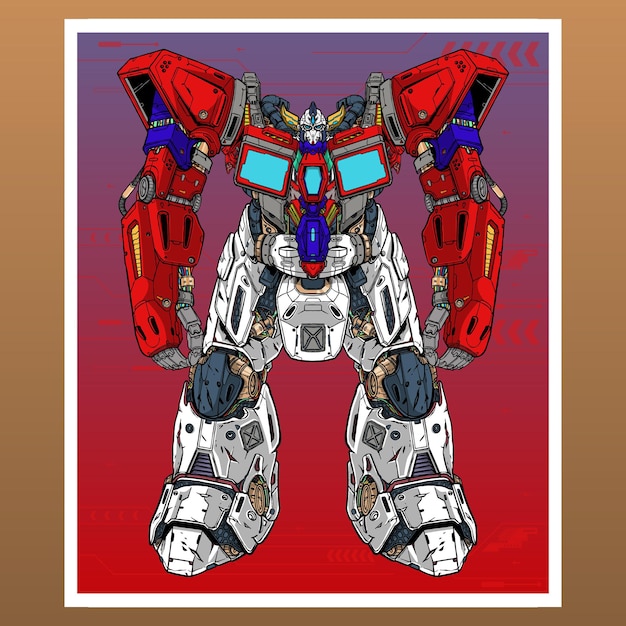 Vector mobiel ontwerp game gundam combat mecha robot gebouwd door hoofd arm lichaam been wapen illustratie