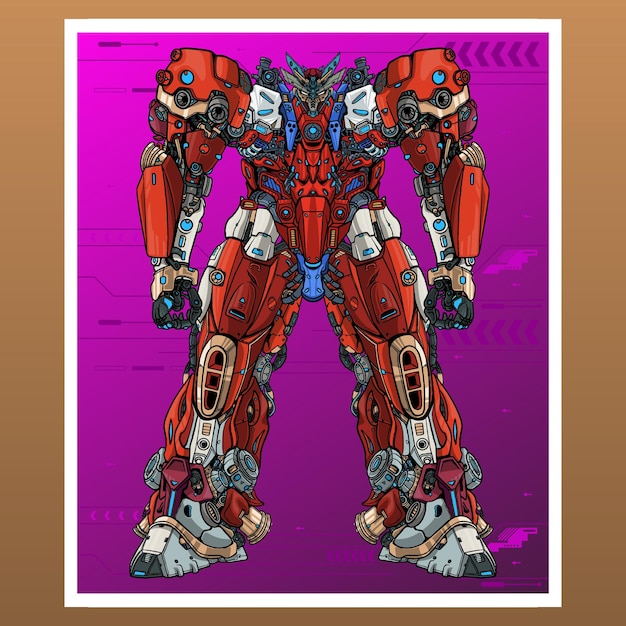 Vector mobiel ontwerp hoofd gundam gevecht mecha robot gebouwd door hoofd arm lichaam been wapen illustratie