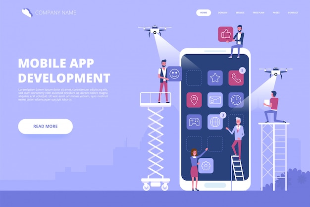 Mobiele app ontwikkelingsconcept banner