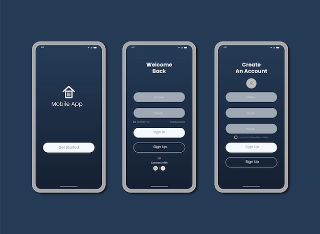 Mobiele app ui log in en registreer pagina-ontwerp