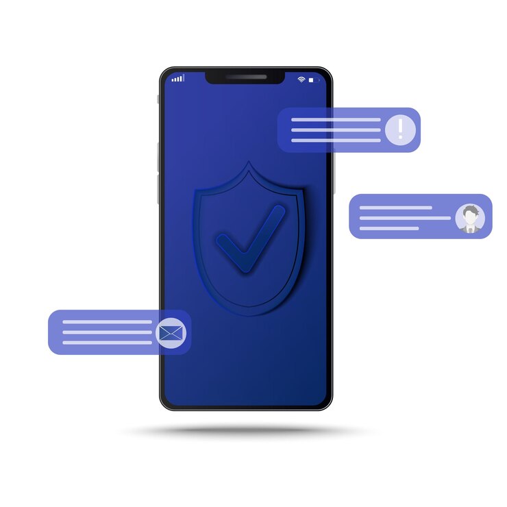 Vector mobiele beveiliging mobiele antivirusbeschermingsconcept malware verspreiding van virussen