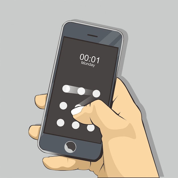 Vector mobiele illustratie met lockscreen