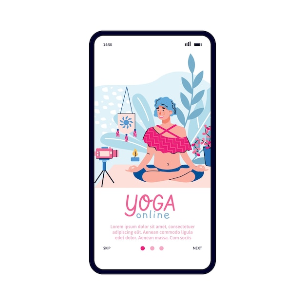 Mobiele onboarding-pagina voor online yogatraining