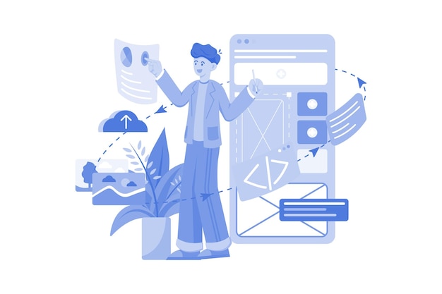 Mobiele ontwerper illustratie concept