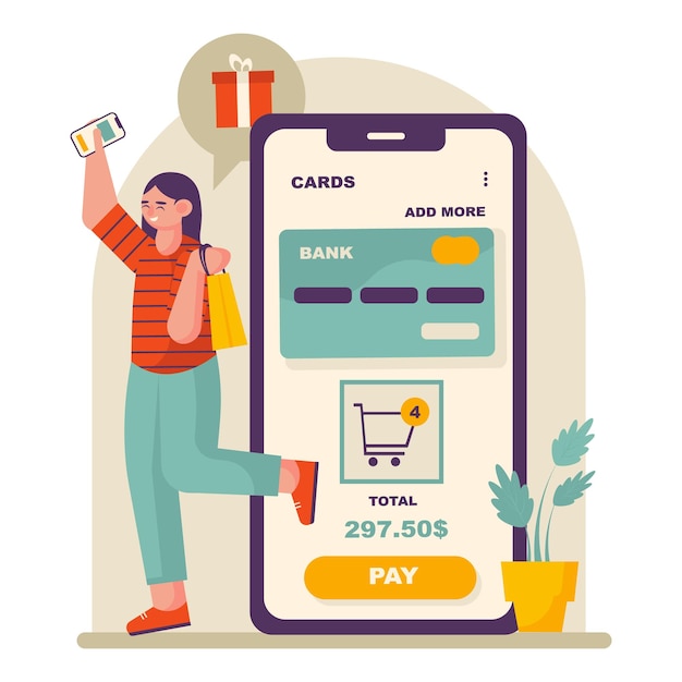 Mobiele portemonnee Contactloze betaalmethode Koper die betrokken is bij virtuele winkelen