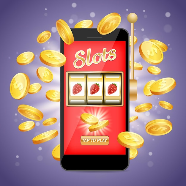 Mobiele slots vector poster banner ontwerpsjabloon