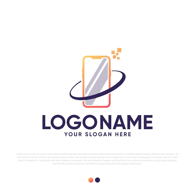 Vector mobiele tech logo design premium vector