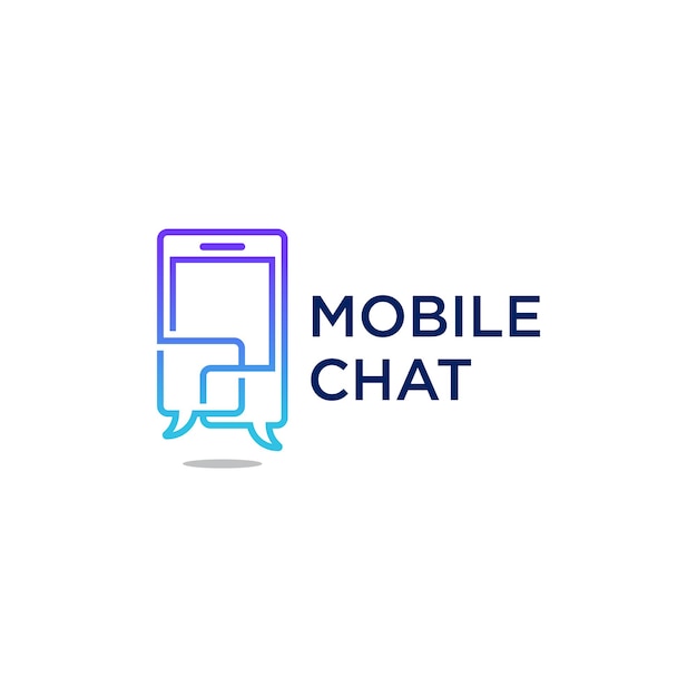 Mobiele telefoon Bubble Chat Logo Icon Premium Vector