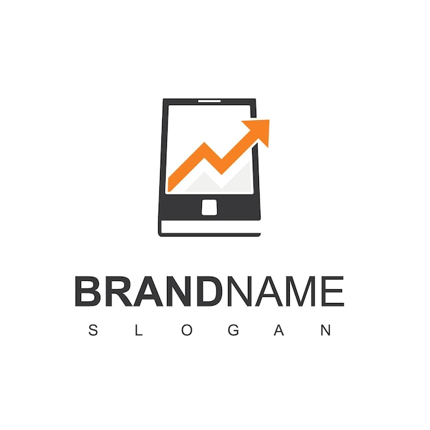 Mobiele telefoon met statistiek Marketing Inspiratie voor financieel logo-ontwerp