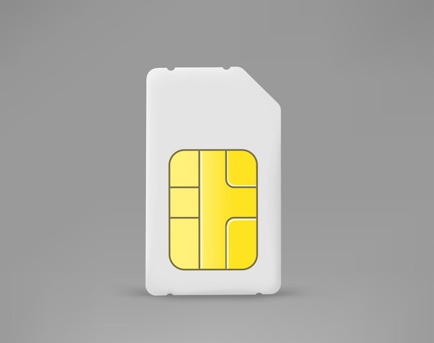 Mobiele telefoon SIM-kaart geïsoleerd op grijze achtergrond 3D-vector pictogram