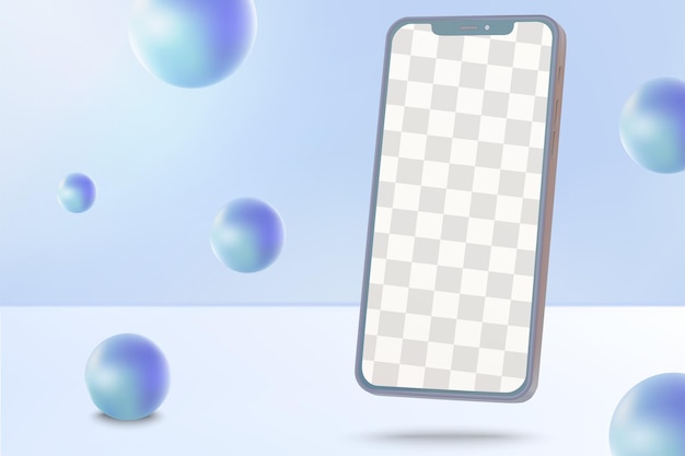 Mobiele telefoon vector mockup met 3D-bollen