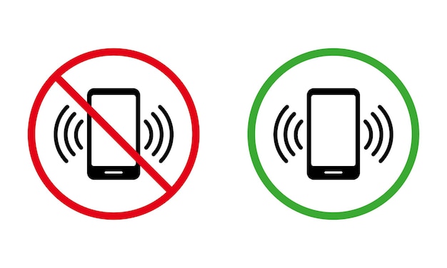 Mobiele telefoongesprek zwarte silhouet Icon Set mobiele telefoon verbod Zone plaats rood verboden ronde teken gebruik