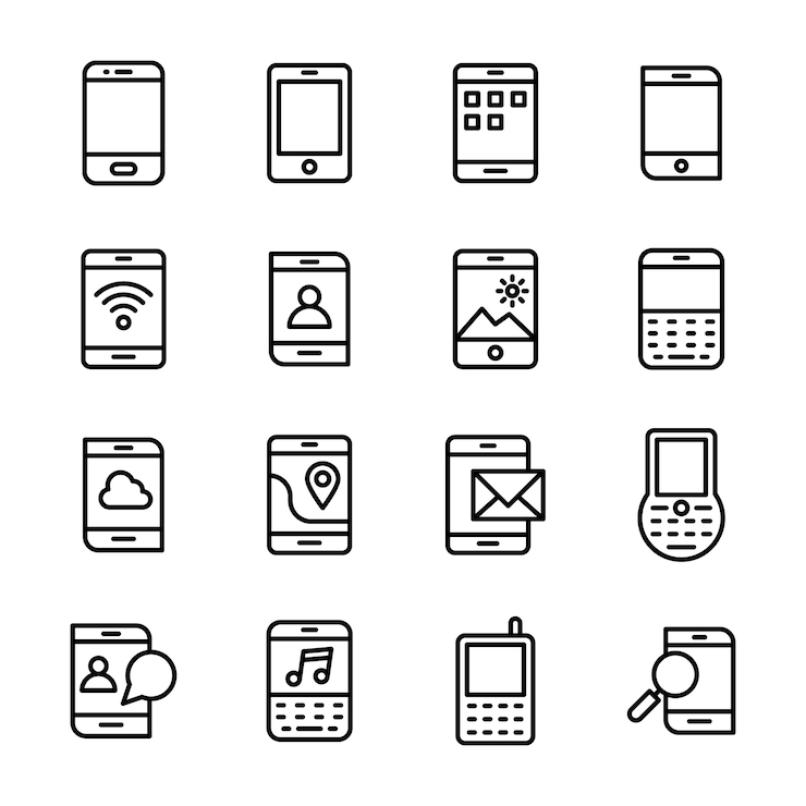 Vector mobiele telefoonlijnpakket