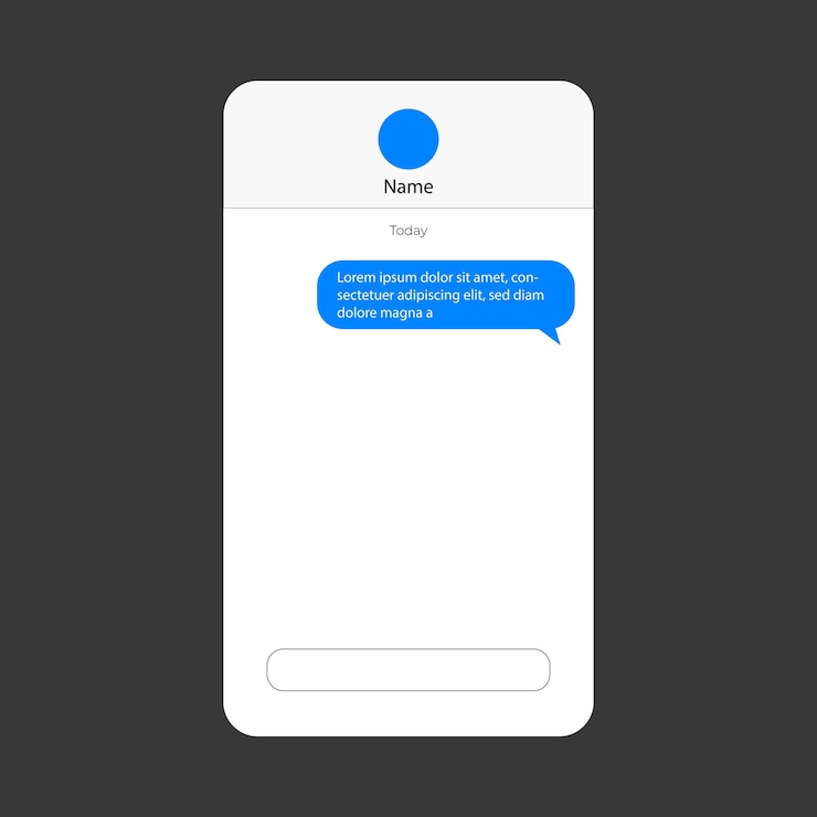 Vector mobiele ui kit-messenger. sjabloon voor chat-app. sociaal netwerkconcept. bespotten.