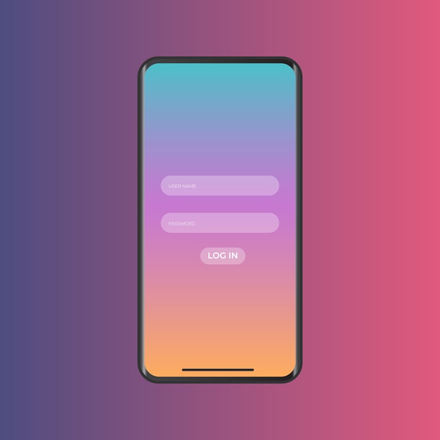 Vector mobiele ui login pagina met verloop achtergrond