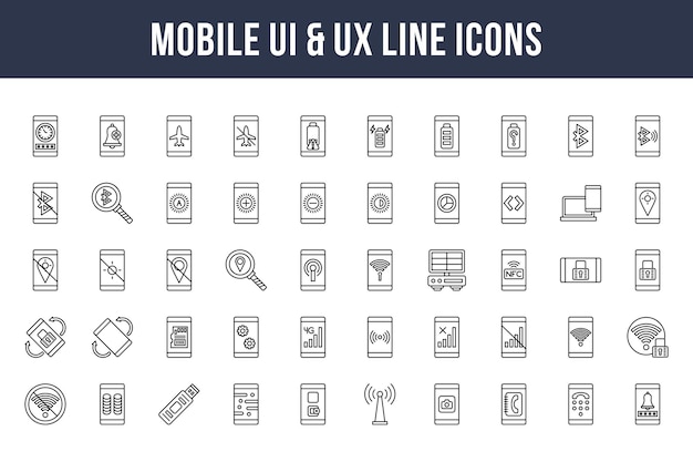 Mobiele ui ux-lijnpictogrammen