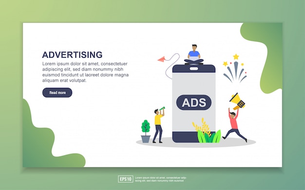 Vettore landing page di annunci mobili