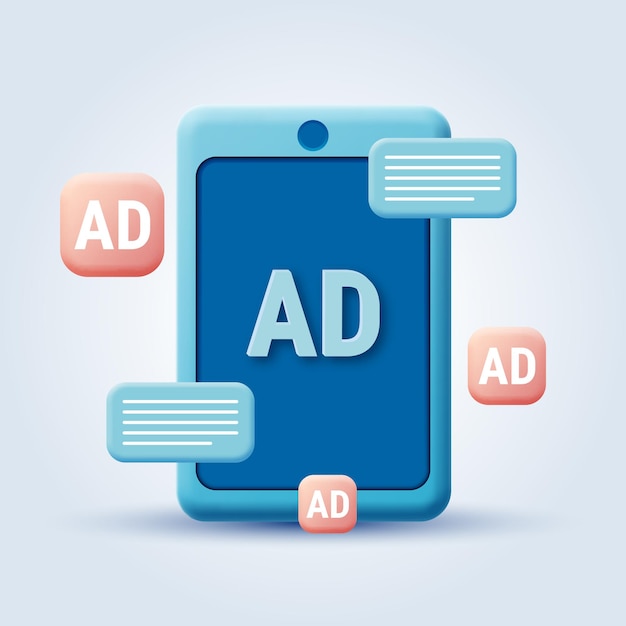 Mobile advertising cartoon style vector concept illustration