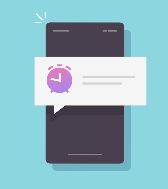 Notifica di avviso del messaggio di promemoria della sveglia mobile per svegliarsi