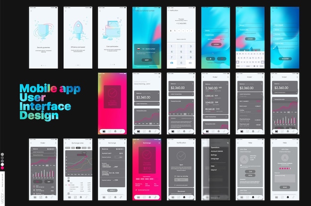 Vector mobile app design, ui ux.
