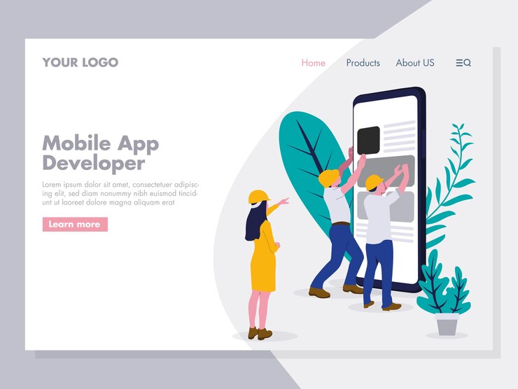 Vector mobile app developing illustration 