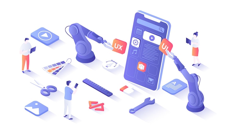 Vector mobile app development ui ux design seo optimization adaptive layout application web interface on