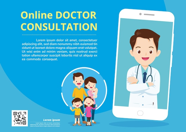 Mobile app doctor family using control health consult online service