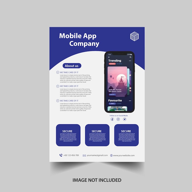 Vector mobile app flyer design template