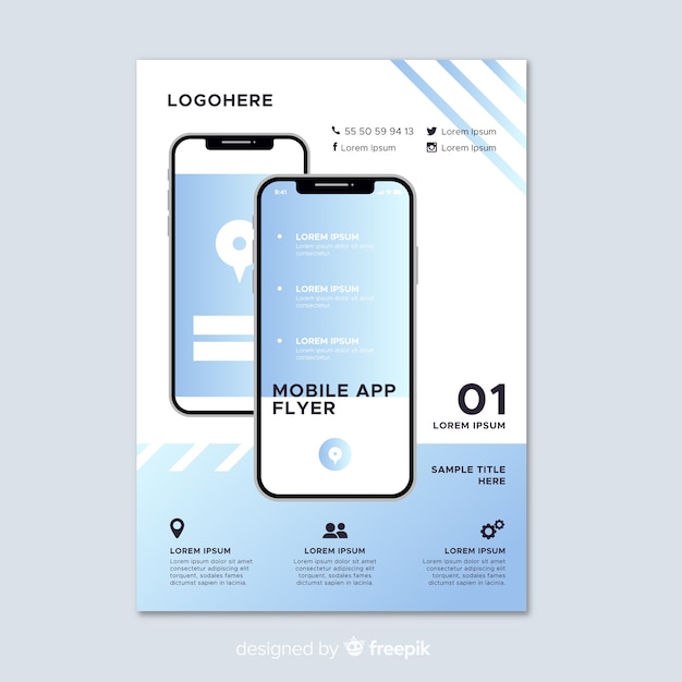 Vector mobile app flyer template