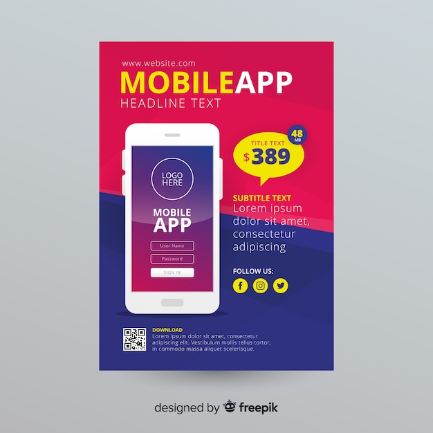 Vector mobile app flyer template