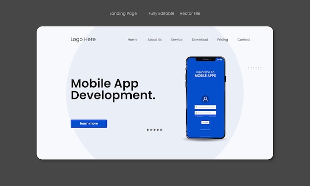 ベクトル モバイルアプリのランディングページのデザイン