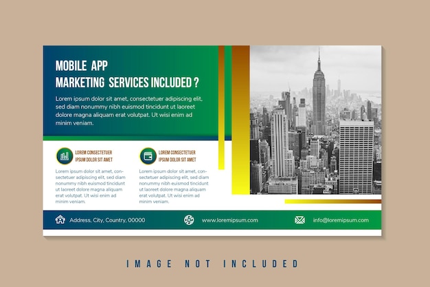 mobile app marketing services banner design template use horizontal layout with white