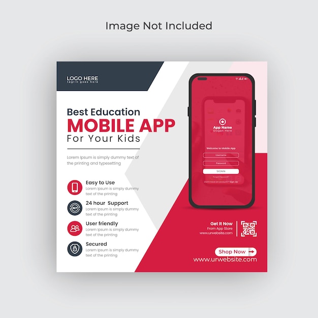 모바일 앱 홍보 소셜 미디어 게시물 Instagram 배너 및 웹 배너 템플릿 Premium 벡터