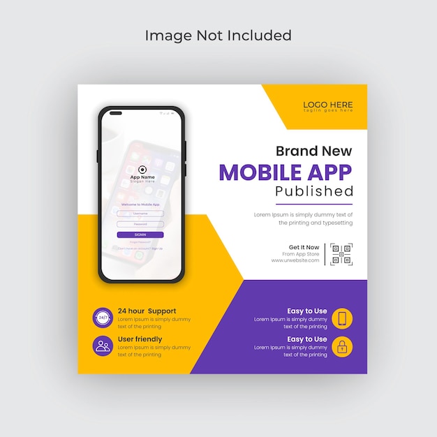 Vector mobile app promotion social media post instagram banner and web banner template premium vector