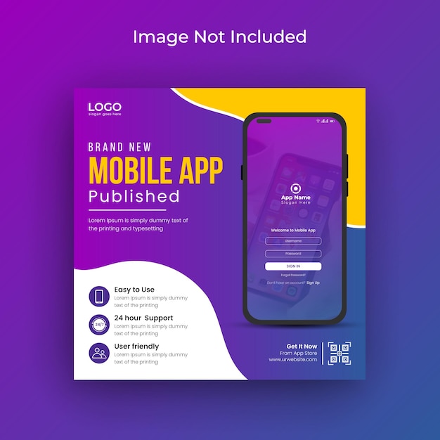 Vector mobile app promotion social media post instagram banner and web banner template premium vector