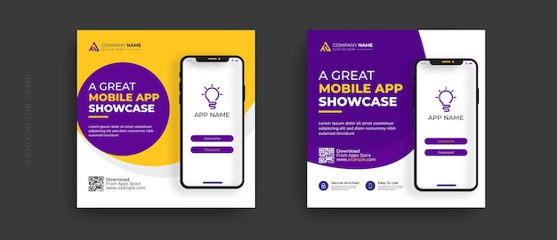 Vettore post sui social media per la promozione di app mobili e modello di banner web