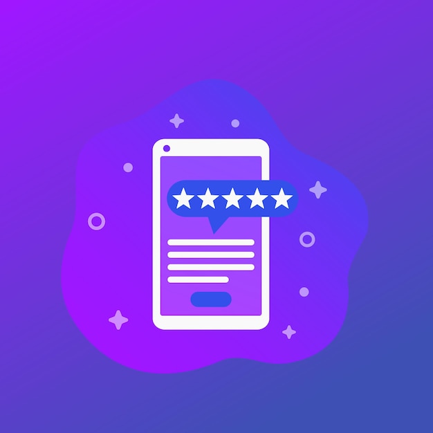 Mobile app review, trendy vector icon