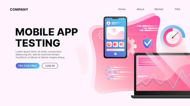 Mobile app testing website landing page template