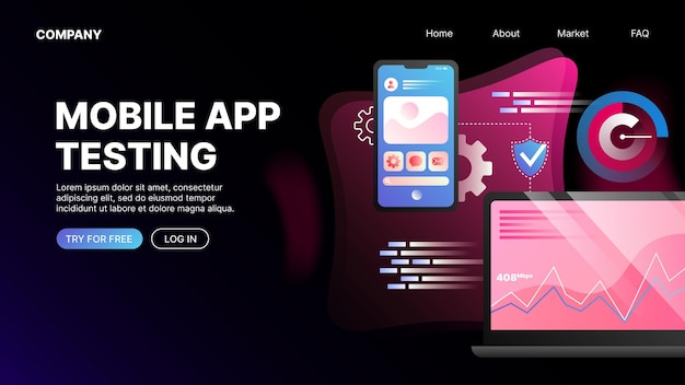 Mobile app testing website landing page template