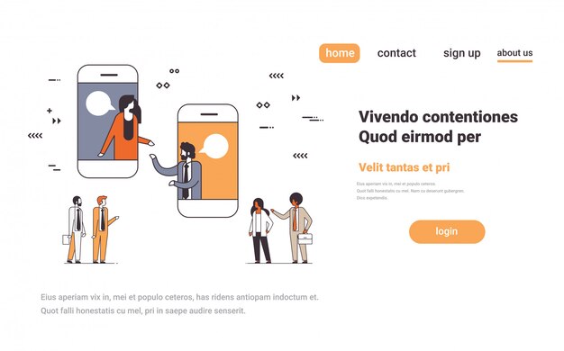 Schermo mobile dello smartphone di concetto della comunicazione della rete sociale della bolla di chiacchierata online della gente di affari dell'applicazione mobile