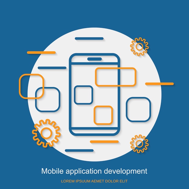 Illustrazione del concetto di vettore di stile di design piatto per lo sviluppo di applicazioni mobili