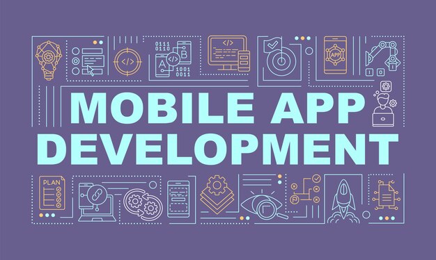 Mobile application development word concepts banner