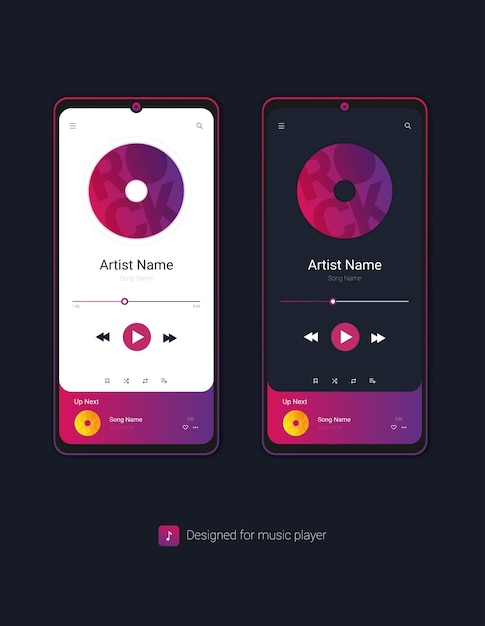 Интерфейс мобильного приложения Music Player Vector Illustration