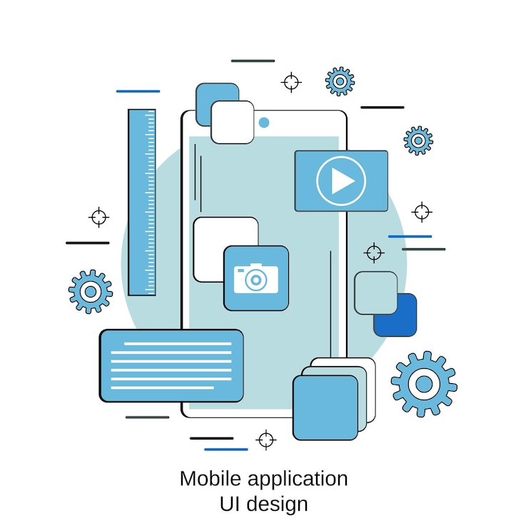 Vector mobile application ui design flat design style vector concept
