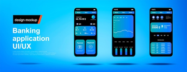 Mobile application with modern trading platform Financial platform for smartphone Design layout