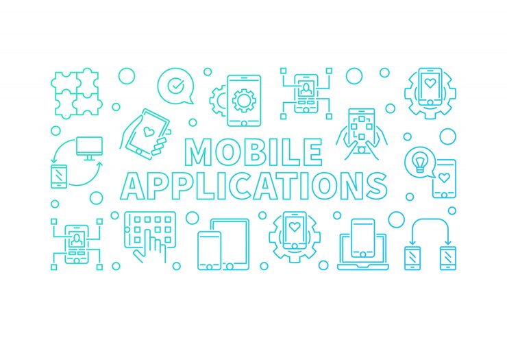 Vector mobile applications background 