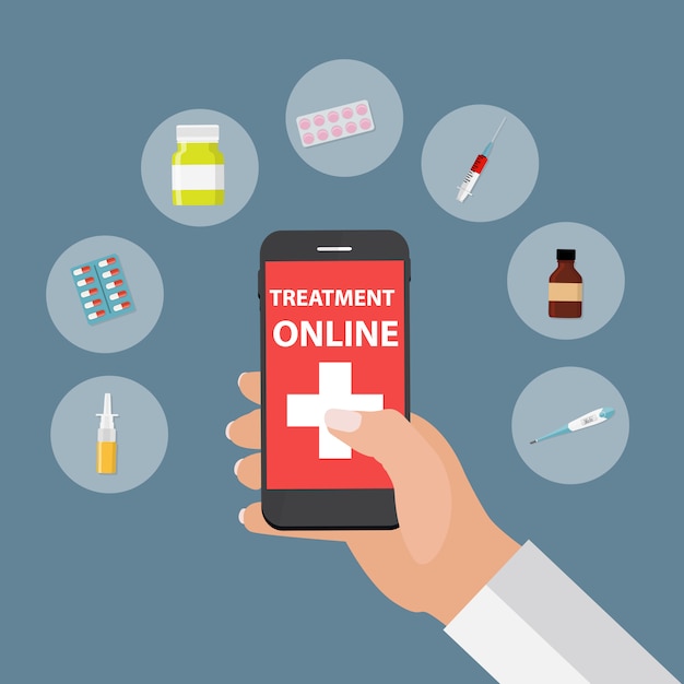 Mobile Apps Concept van online behandeling en gezondheidszorg