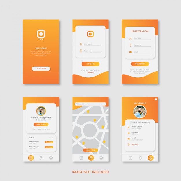 mobile apps design with gradient color premium vector