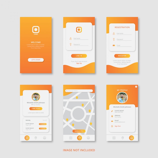 Mobile apps design with gradient color premium vector